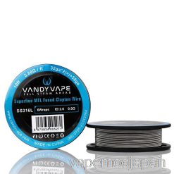 VAPE MOD VANDY VAPE スーパーファイン MTL ワイヤー スプール - 10 フィート 3.88ohm SS 溶融クラプトン ワイヤー